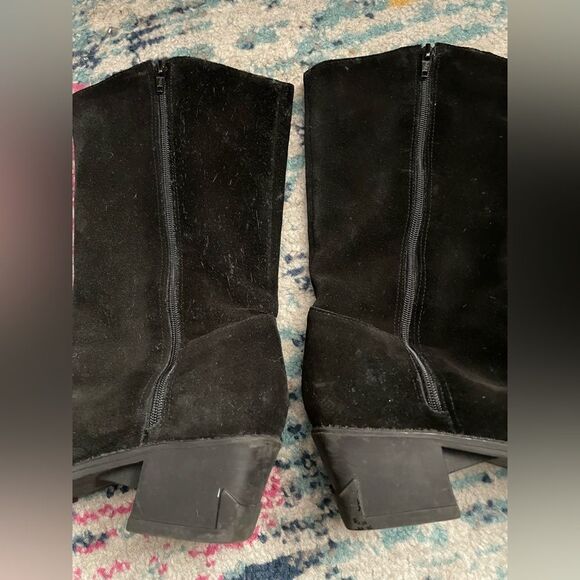Westies Vegas Black Suede Boots w/Snake Print Square Toes 8 - Picture 4 of 9